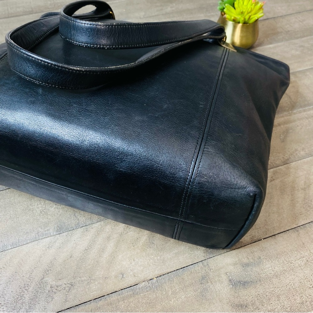 Coach 4065 Vintage 80s Black Glove Tanned Leather Lightweight Tote Laptop Bag - Picture 7 of 15